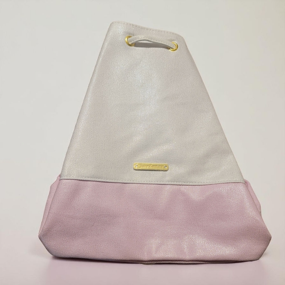 Juicy Couture White and Pink Backpack with Geometric Design
